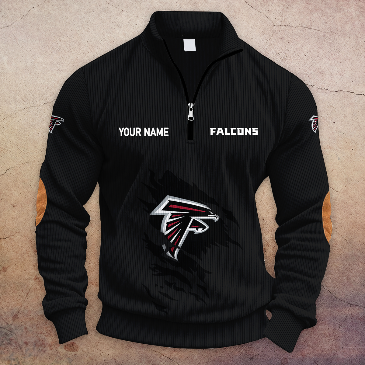 [TOUCHDOWN DEAL] NEW CUSTOMIZED NFL18 ATF ATLANTA FALCONS MULTICOLOR STRIPED QUATER ZIP SWEATSHIRT
