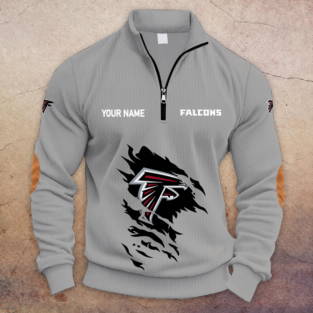 [TOUCHDOWN DEAL] NEW CUSTOMIZED NFL18 ATF ATLANTA FALCONS MULTICOLOR STRIPED QUATER ZIP SWEATSHIRT