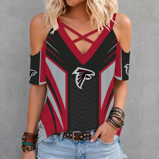 [TOUCHDOWN DEAL] NEW CUSTOMIZED NFL18 ATF ATLANTA FALCONS CRISS CROSS V-NECK TOP