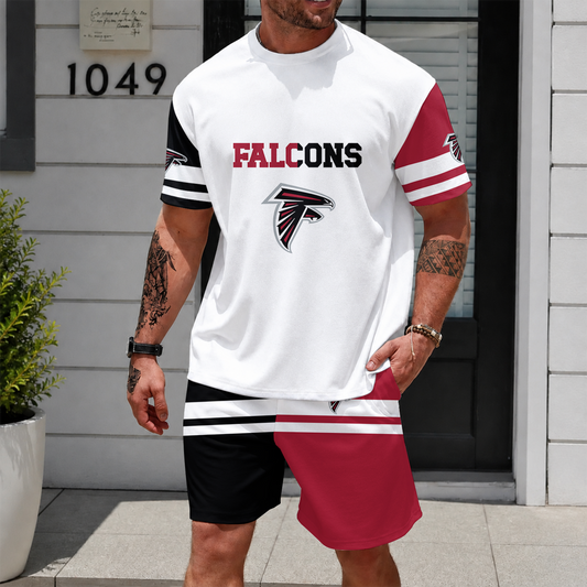 [TOUCHDOWN DEAL] NEWCUSTOMIZED NFL18 ATF ATLANTA FALCONS UNISEX T-SHIRT & SHORTS SET