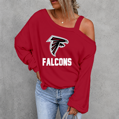 [SPECIAL OFFER] NEW CUSTOMIZED NFL18 ATF ATLANTA FALCONS WOMEN'S OFF-SHOULDER LONG SLEEVE SHIRT
