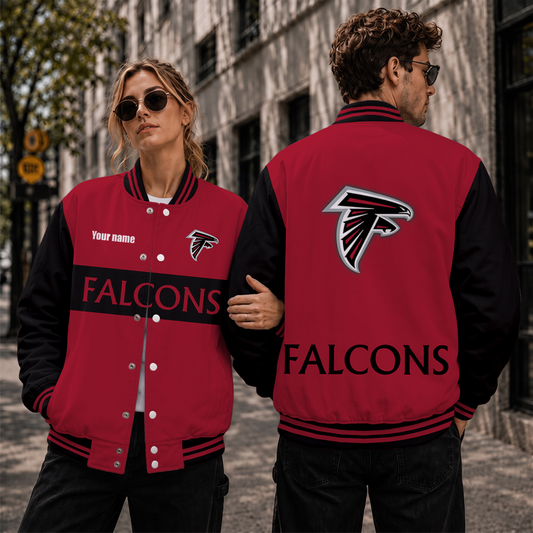 [TOUCHDOWN DEAL] NEW CUSTOMIZED NFL18 ATF ATLANTA FALCONS SATIN VARSITY & BASEBALL JACKET