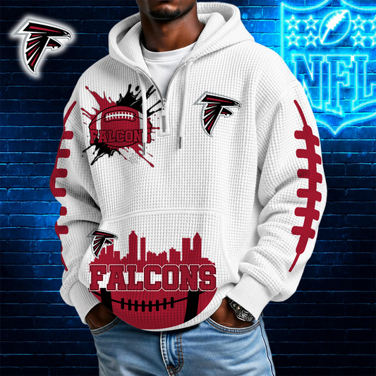 [TOUCHDOWN DEAL] NEW CUSTOMIZED NFL18 ATF ATLANTA FALCONS WAFFLE FULL ZIP HOODIE