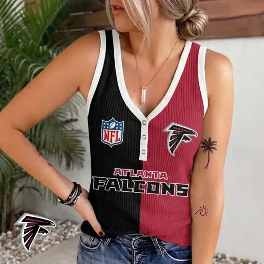 [TOUCHDOWN DEAL] NEW CUSTOMIZED NFL18 ATF ATLANTA FALCONS WOMEN'S V-NECK TANK TOP