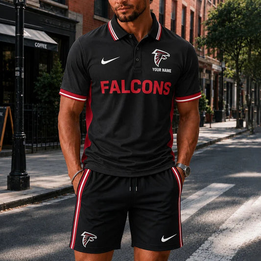 [TOUCHDOWN DEAL] NEW CUSTOMIZED NFL18 ATF ATLANTA FALCONS POLO SHIRT & SHORT PANTS