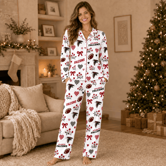 [TOUCHDOWN DEAL] NEW CUSTOMIZED NFL18 ATF ATLANTA FALCONS HALLOWEEN LONG PAJAMAS SET