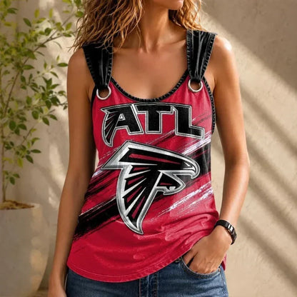 [TOUCHDOWN DEAL] NEW CUSTOMIZED NFL18 ATF ATLANTA FALCONS O-RING SHOULDER TANK TOP