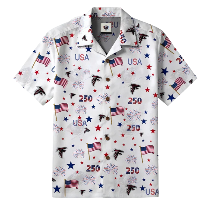 [TOUCHDOWN DEAL] NEW CUSTOMIZED NFL18 ATF ATLANTA FALCONS PATRIOTIC 250 USA HAWAIIAN SHIRT