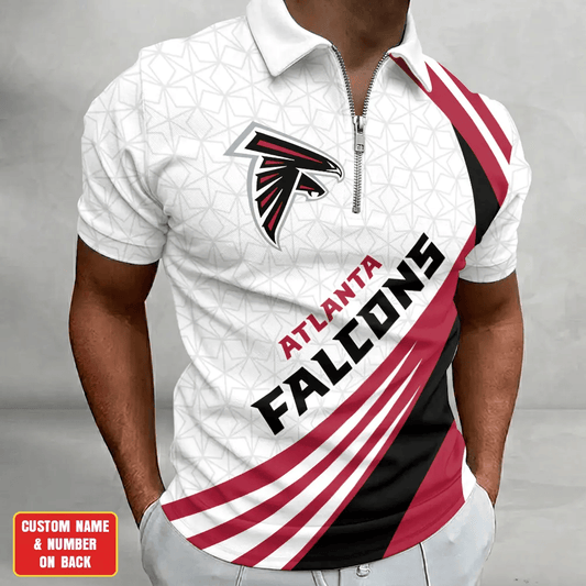 [TOUCHDOWN DEAL] NEW CUSTOMIZED NFL18 ATF ATLANTA FALCONS ZIP POLO SHIRT