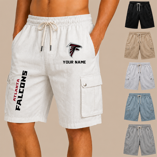 [TOUCHDOWN DEAL] NEW CUSTOMIZED NFL18 ATF ATLANTA FALCONS MEN'S DRAWSTRING CARGO SHORTS