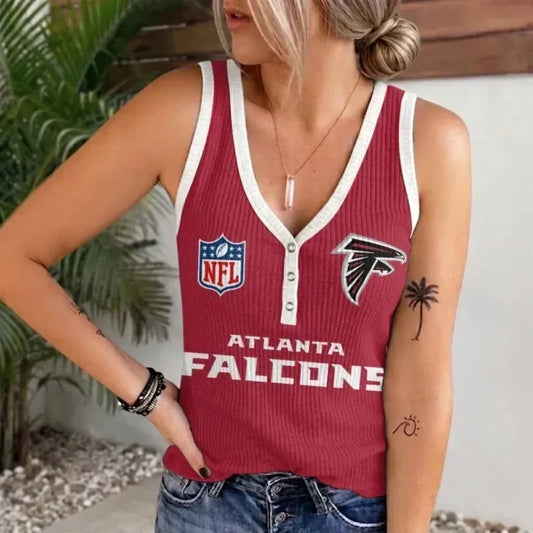 [TOUCHDOWN DEAL] NEW CUSTOMIZED NFL18 ATF ATLANTA FALCONS WOMEN'S V-NECK TANK TOP