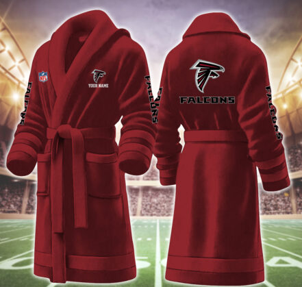 [TOUCHDOWN DEAL] NEW CUSTOMIZED NFL18 ATF ATLANTA FALCONS MULTICOLOR FLEECE BATHROBE