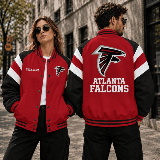 [TOUCHDOWN DEAL] NEW CUSTOMIZED NFL18 ATF ATLANTA FALCONS SATIN VARSITY & BASEBALL JACKET
