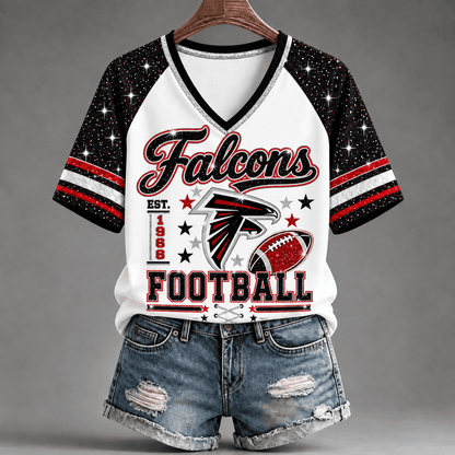 [TOUCHDOWN DEAL] NEW CUSTOMIZED NFL18 ATF THE FALCONS BUC-EE'S V-NECK FEMALE SHIRT