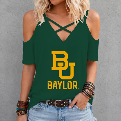 [SLAM DUNK DEAL] NEW CUSTOMIZED NCAA MAM18 BAB BAYLOR BEARS CRISS CROSS V-NECK TOP