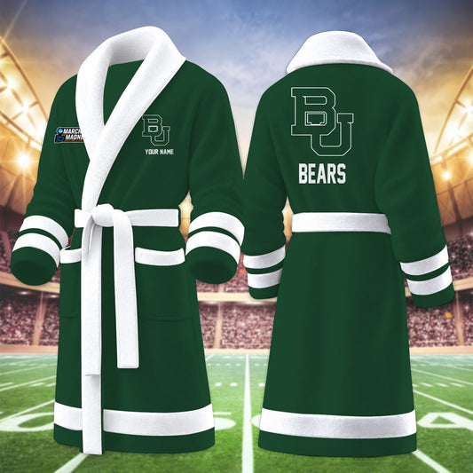 [SLAM DUNK DEAL] NEW CUSTOMIZED NCAA MAM18 BAB BAYLOR BEARS MULTICOLOR FLEECE BATHROBE