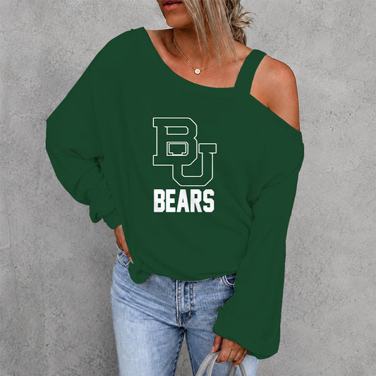 [SLAM DUNK DEAL] NEW CUSTOMIZED NCAA MAM18 BAB BAYLOR BEARS WOMEN'S OFF-SHOULDER LONG SLEEVE SHIRT