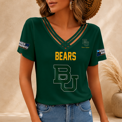 [SLAM DUNK DEAL] NEW CUSTOMIZED NCAA MAM18 BAB BAYLOR BEARS V-NECK SHIRT