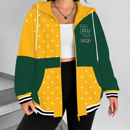 [SLAM DUNK DEAL] NEW CUSTOMIZED NCAA MAM18 BAB BAYLOR BEARS STRAPPY ZIP HOODIE