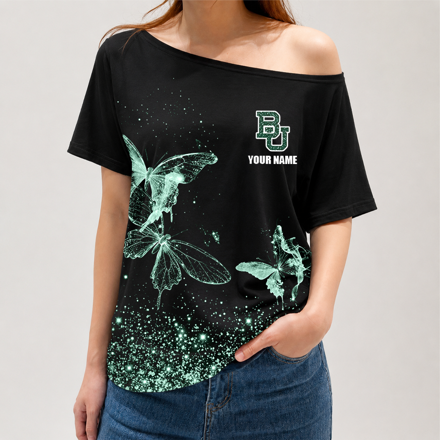 [SLAM DUNK DEAL] NEW CUSTOMIZED NCAA MAM18 BAB BAYLOR BEARS STRAPPY OFF-SHOULDER SHIRT