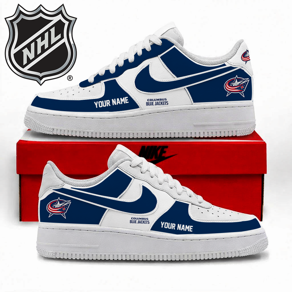 [PUCK DROP DEAL]NEW CUSTOMIZED NHL18 CBJ COLUMBUS BLUE JACKETS AF1 SHOES