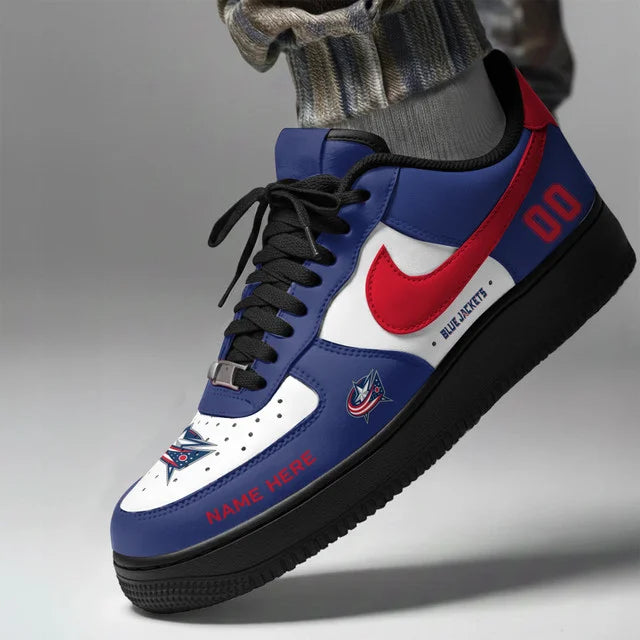 [PUCK DROP DEAL] NEW CUSTOMIZED NHL18 CBJ COLUMBUS BLUE JACKETS AF1 SHOES
