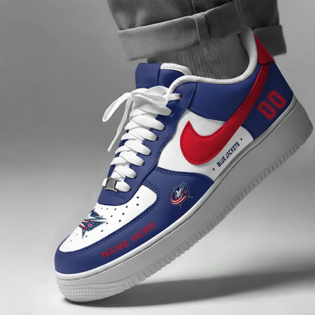 [PUCK DROP DEAL] NEW CUSTOMIZED NHL18 CBJ COLUMBUS BLUE JACKETS AF1 SHOES