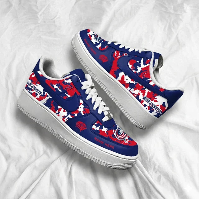 [PUCK DROP DEAL] NEW CUSTOMIZED NHL18 CBJ COLUMBUS BLUE JACKETS AF1 SHOES