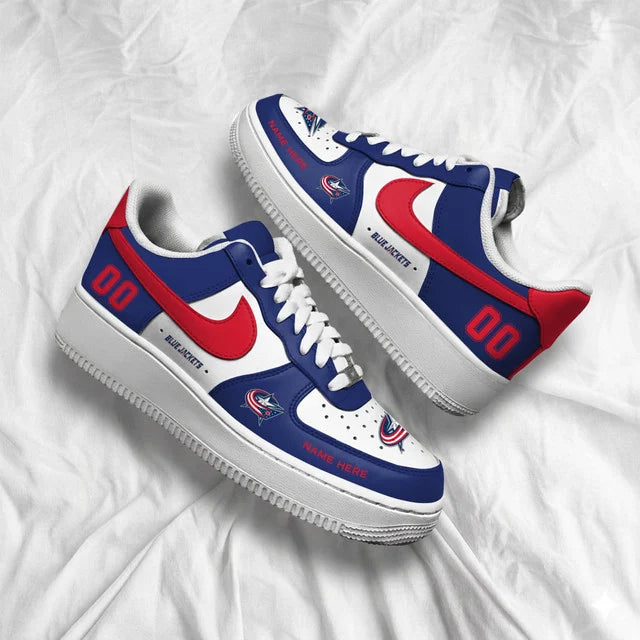 [PUCK DROP DEAL] NEW CUSTOMIZED NHL18 CBJ COLUMBUS BLUE JACKETS AF1 SHOES