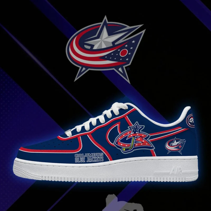 [PUCK DROP DEAL] NEW CUSTOMIZED NHL18 CBJ COLUMBUS BLUE JACKETS AF1 SHOES