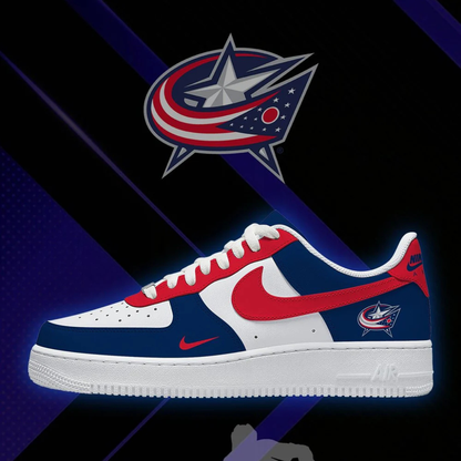 [PUCK DROP DEAL] NEW CUSTOMIZED NHL18 CBJ COLUMBUS BLUE JACKETS AF1 SHOES