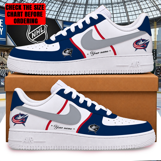 [PUCK DROP DEAL] NEW CUSTOMIZED NHL18 CBJ COLUMBUS BLUE JACKETS AF1 SHOES