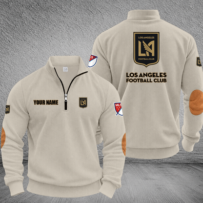 [GOAL DEAL] NEW CUSTOMIZED MLS18 LAF LOS ANGELES FC MULTICOLOR STRIPED QUATER ZIP SWEATSHIRT