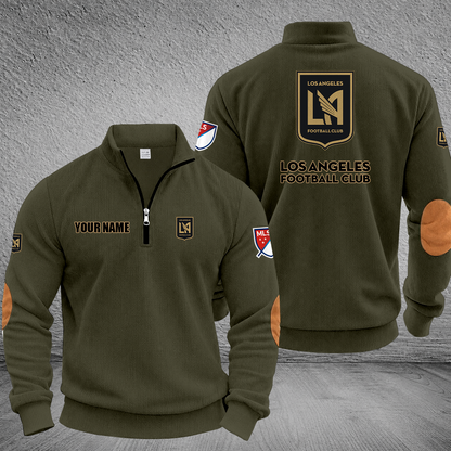 [GOAL DEAL] NEW CUSTOMIZED MLS18 LAF LOS ANGELES FC MULTICOLOR STRIPED QUATER ZIP SWEATSHIRT