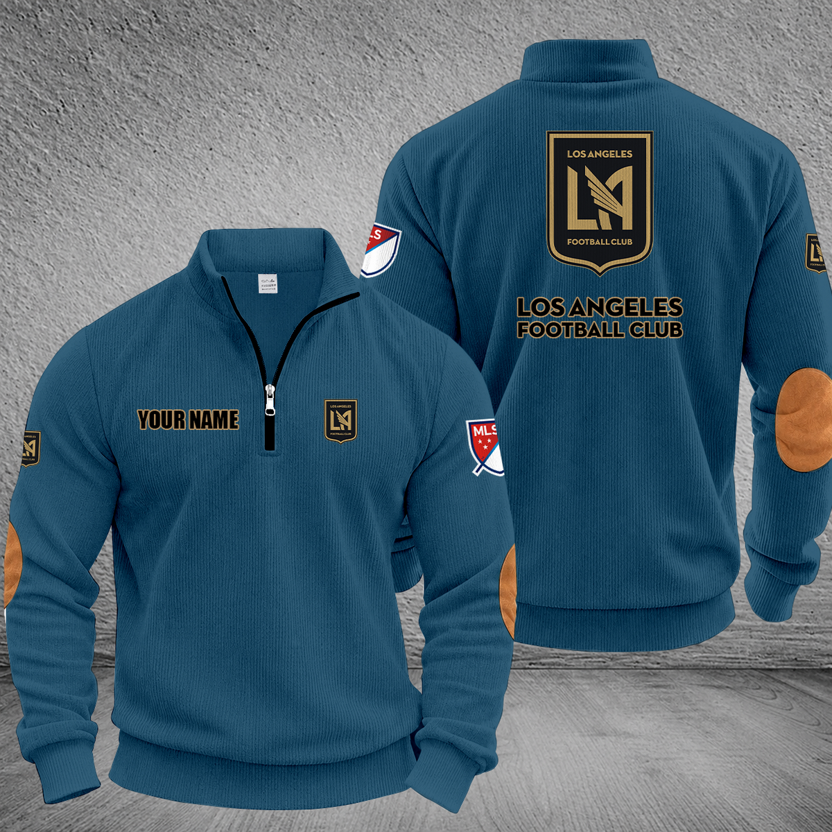[GOAL DEAL] NEW CUSTOMIZED MLS18 LAF LOS ANGELES FC MULTICOLOR STRIPED QUATER ZIP SWEATSHIRT