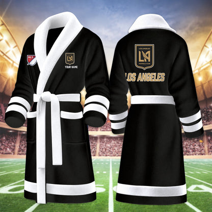 [GOAL DEAL] NEW CUSTOMIZED MLS18 LAF LOS ANGELES FC FLEECE BATHROBE