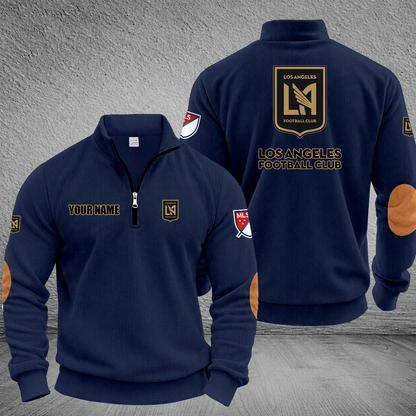 [GOAL DEAL] NEW CUSTOMIZED MLS18 LAF LOS ANGELES FC MULTICOLOR STRIPED QUATER ZIP SWEATSHIRT
