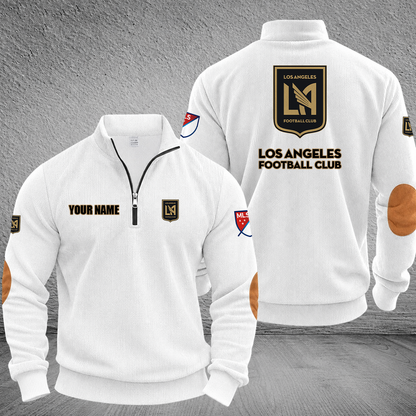 [GOAL DEAL] NEW CUSTOMIZED MLS18 LAF LOS ANGELES FC MULTICOLOR STRIPED QUATER ZIP SWEATSHIRT