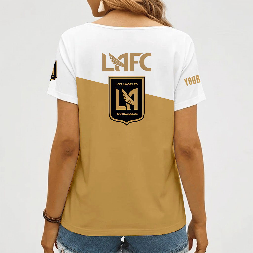 [GOAL DEAL] NEW CUSTOMIZED MLS18 LAF LOS ANGELES FC V-NECK FEMALE SHIRT