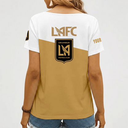 [GOAL DEAL] NEW CUSTOMIZED MLS18 LAF LOS ANGELES FC V-NECK FEMALE SHIRT