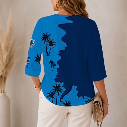 [HOT DEAL] NEW CUSTOMIZED NBA18 DMA DALLAS MAVERICKS WOMEN'S V-NECK LONG SLEEVE SHIRT