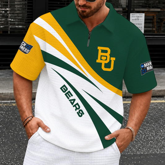 [SLAM DUNK DEAL] NEW CUSTOMIZED NCAA MAM18 BAB BAYLOR BEARS QUARTER-ZIP POLO SHIRT