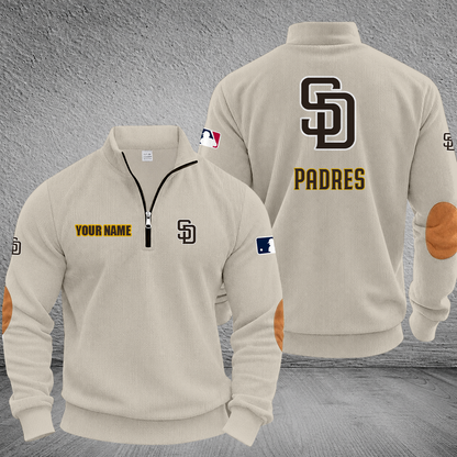 [HOMERUN DEAL] NEW CUSTOMIZED MLB18 SDP SAN DIEGO PADRES MULTICOLOR STRIPED QUATER ZIP SWEATSHIRT