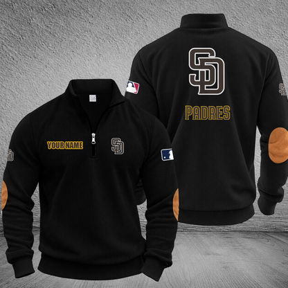 [HOMERUN DEAL] NEW CUSTOMIZED MLB18 SDP SAN DIEGO PADRES MULTICOLOR STRIPED QUATER ZIP SWEATSHIRT
