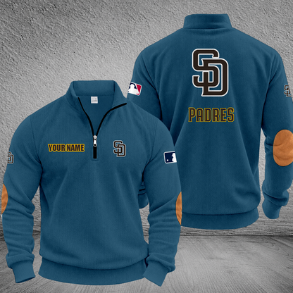 [HOMERUN DEAL] NEW CUSTOMIZED MLB18 SDP SAN DIEGO PADRES MULTICOLOR STRIPED QUATER ZIP SWEATSHIRT