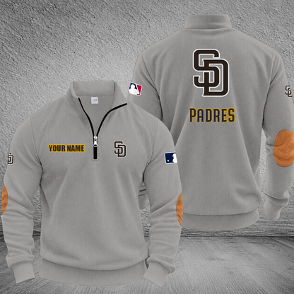 [HOMERUN DEAL] NEW CUSTOMIZED MLB18 SDP SAN DIEGO PADRES MULTICOLOR STRIPED QUATER ZIP SWEATSHIRT