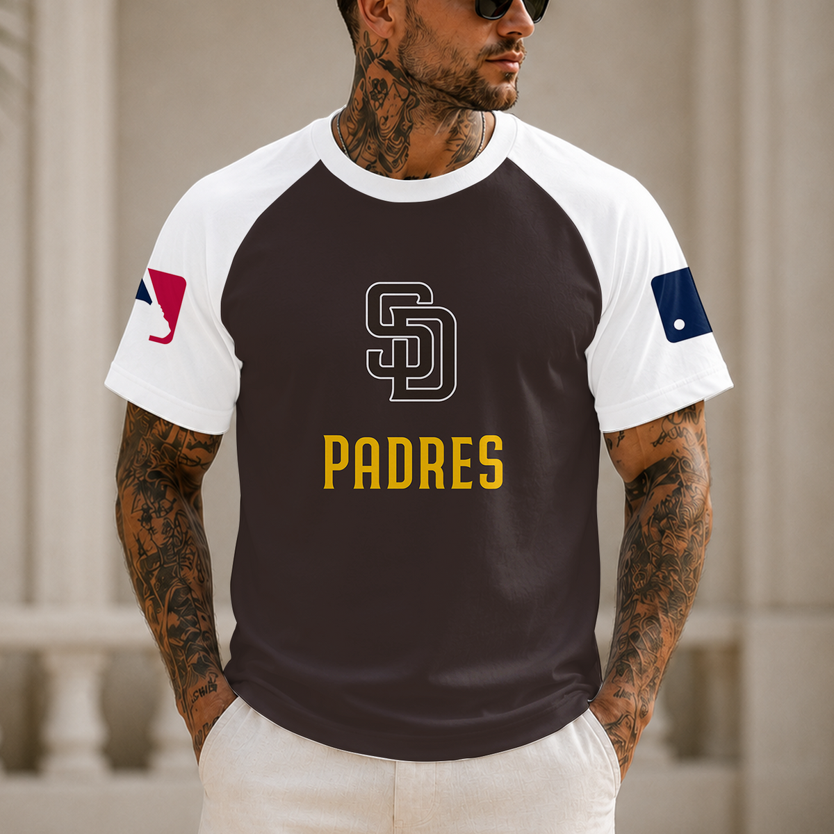 [HOMERUN DEAL] NEW MLB18 SDP SAN DIEGO PADRES CUSTOMIZED RAGLAN TEE
