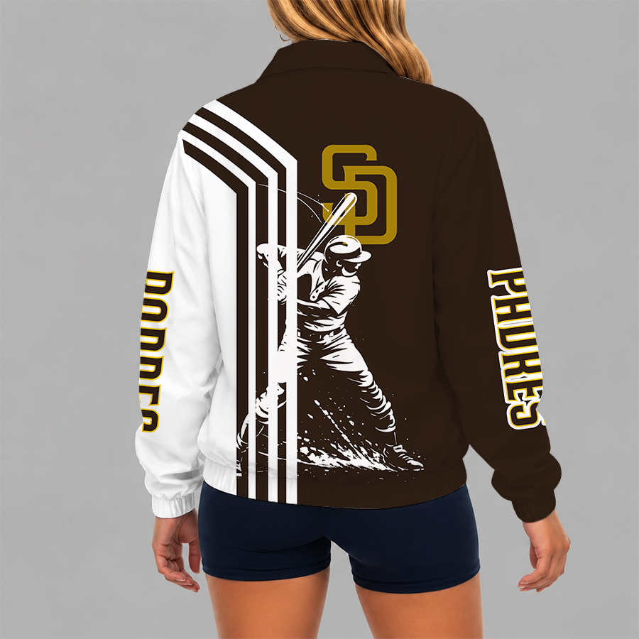 [HOMERUN DEAL] NEW CUSTOMIZED MLB18 SDP SAN DIEGO PADRES V-NECK ZIPPER SWEATSHIRT JACKET