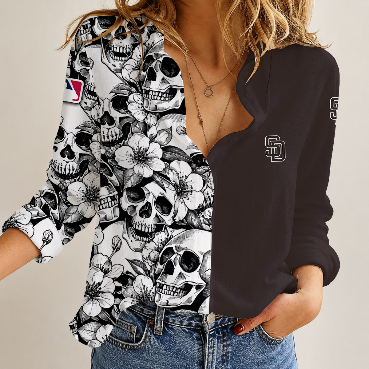 [HOMERUN DEAL] NEW CUSTOMIZED MLB18 SDP SAN DIEGO PADRES WOMEN'S CASUAL SHIRT