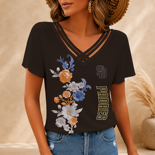 [HOMERUN DEAL] NEW CUSTOMIZED MLB18 SDP SAN DIEGO PADRES V-NECK SHIRT